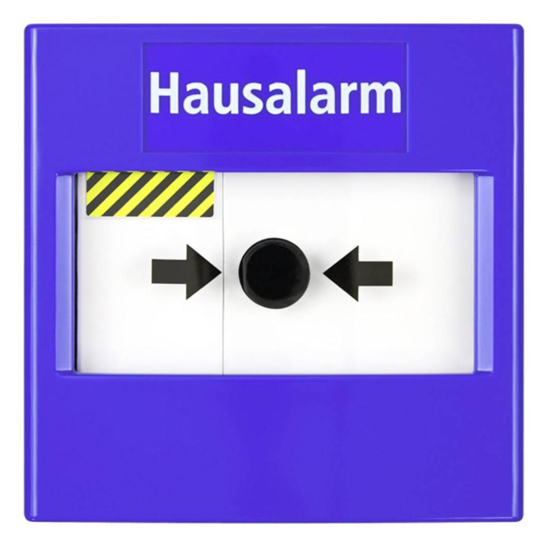 Pentatech Druckknopfmelder blau, Aufschrift "Hausalarm" (33206)
