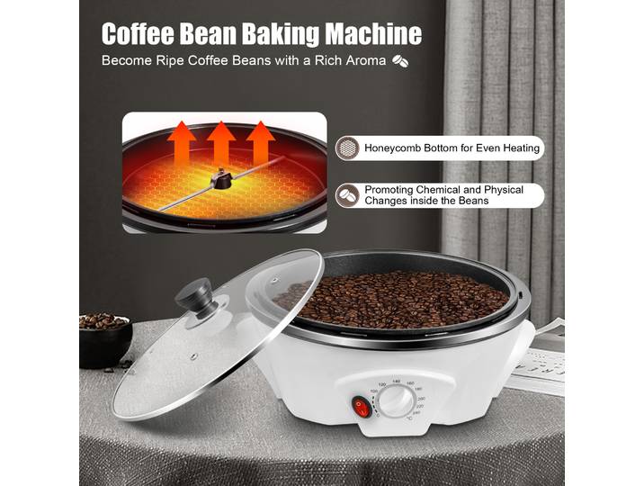 Torréfacteur électrique Commercial de grains de café, 1200W, 220-240v, pour grains de café, noix, cacahuètes, noix, noix, cajou, usage domestique