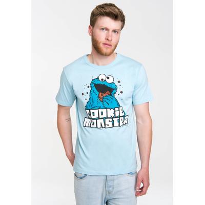 T-Shirt LOGOSHIRT "Sesamstrasse - Krümelmonster", Herren, Gr. XS, blau, 100% Baumwolle, bedruckt, normal, Rundhals, Shirts T-Shirt, mit coolem Print