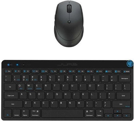 JLab Mini Draadloos Bluetooth QWERTY-toetsenbord en Muis Set, Zwart