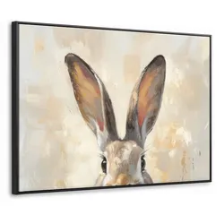 LEINWAND Bilder mit Rahmen - Hase - Ohren - Braun - 80x60