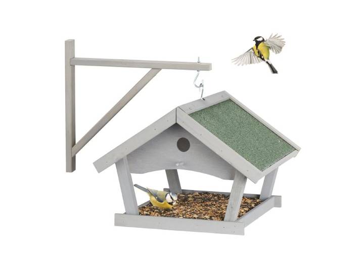 Relaxdays Graues Vogelfutterhaus zur Wandmontage