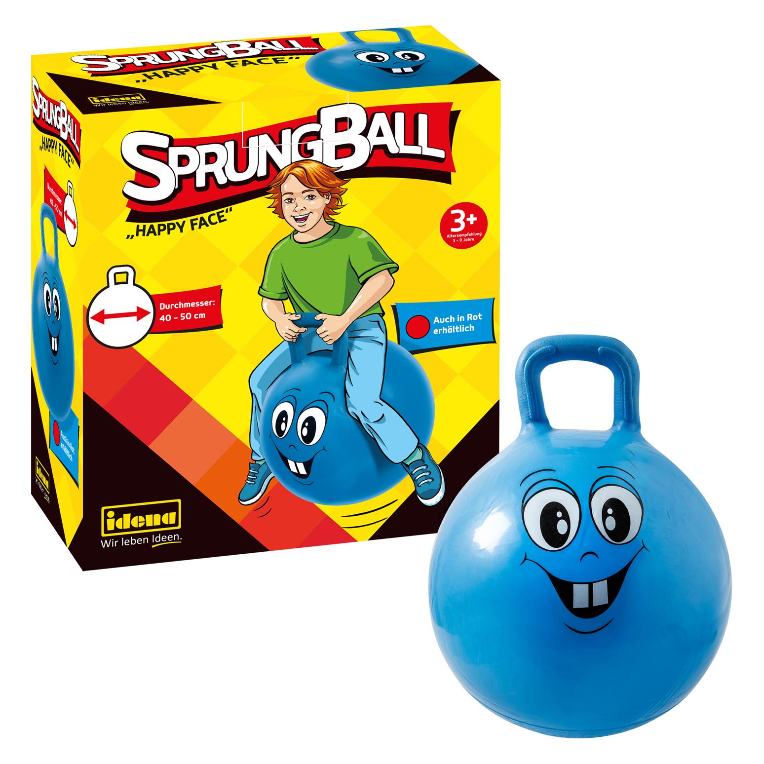 Idena Sprungball blau Happy Face, Ø 45-50cm (40094)