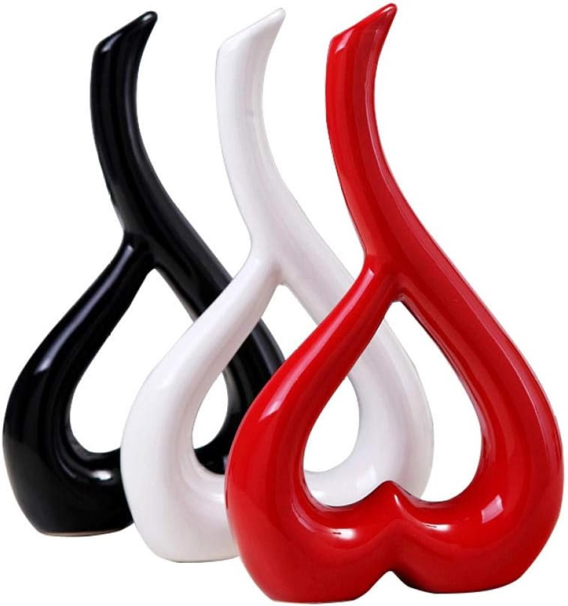 Wit Keramiek Standbeeld - Abstracte Moderne Tafeldecoratie