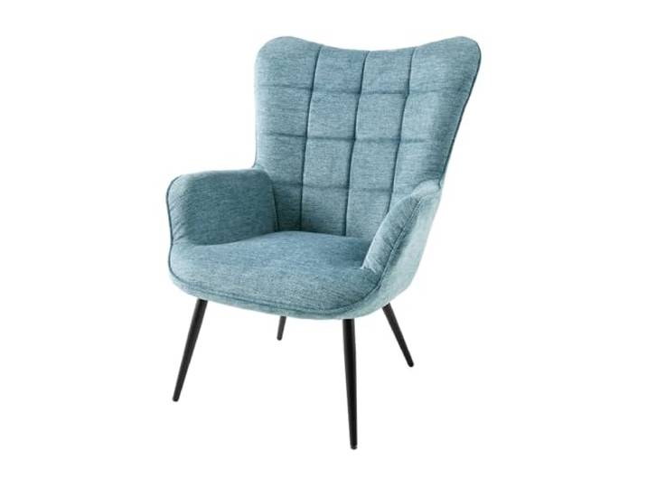 Sessel SCANDINAVIA - 72cm - blau - Strukturstoff Metallbeine Armlehne Ziersteppung, Schaumstoffpolsterung, hoher Komfort, pflegeleicht, stabil, Eyecatcher, bequeme Polsterung