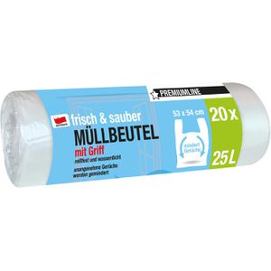 Quickpack Müllbeutel Frisch & Sauber, 25 Liter, mit Tragegriff, transparent, 20 Stück