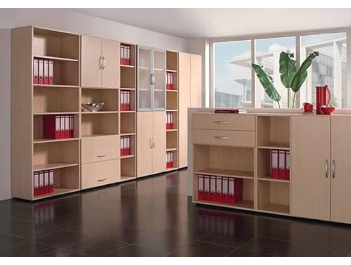 Geramöbel Regal 3 OH 800/2 Schubkästen obe n m.Justierfüßen Lichtgrau/Lic