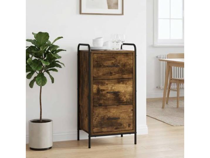 GHVBNMF Sideboard Räuchereiche 40 x 33 x 80,5 cm Holzwerkstoff Vielseitige Aufbewahrung für Flur oder Esszimmer mit stabilem Stahlrahmen und pflegeleichter Oberfläche.