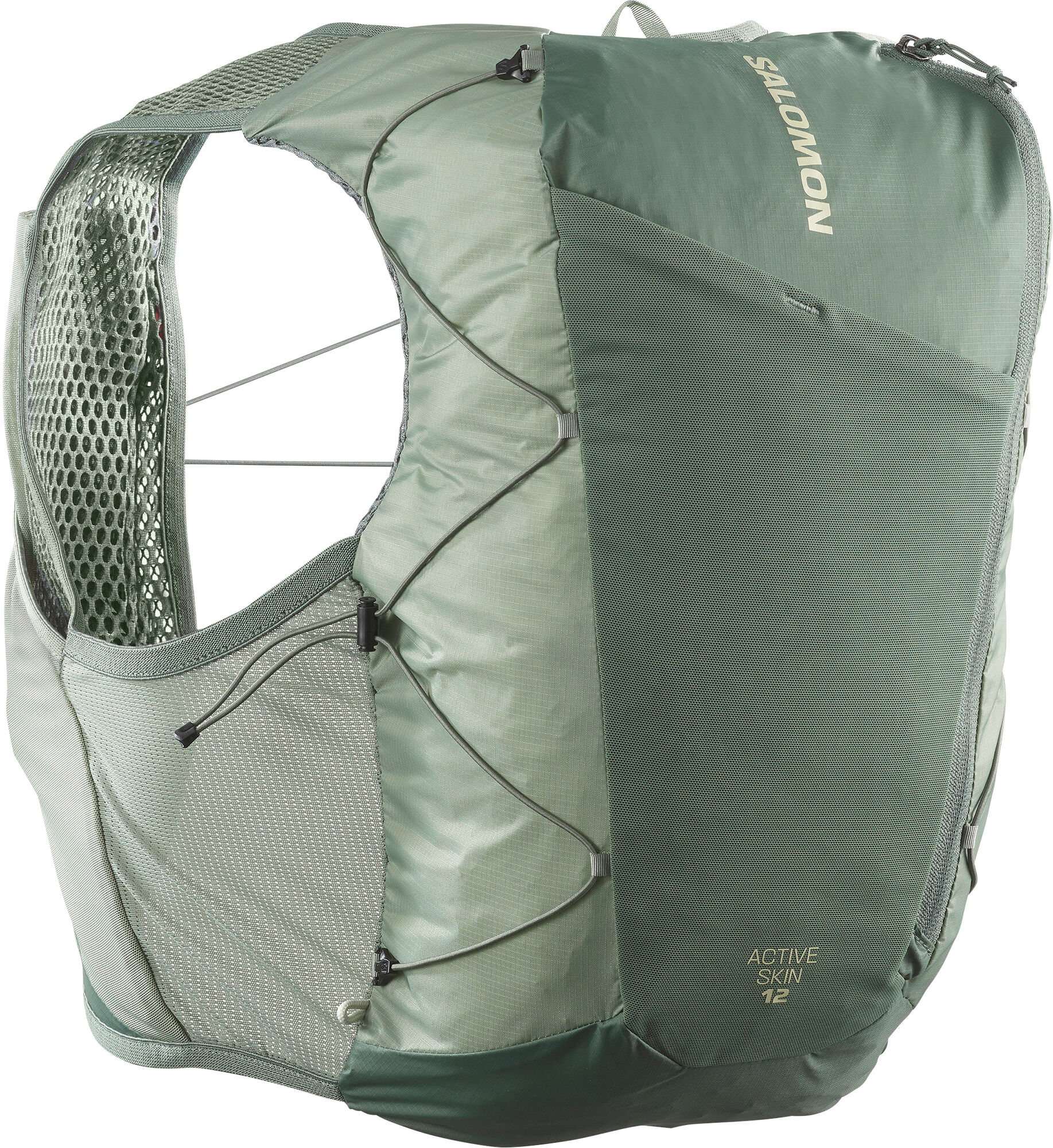 Trinkrucksack SALOMON "ACT SKIN 12 NO FLASKS" Gr. L, laurel wreat, Rucksäcke, Damen, L, Obermaterial: 100% Polyester, Trinkrucksack, für sportliche Aktivitäten laurel wreat L