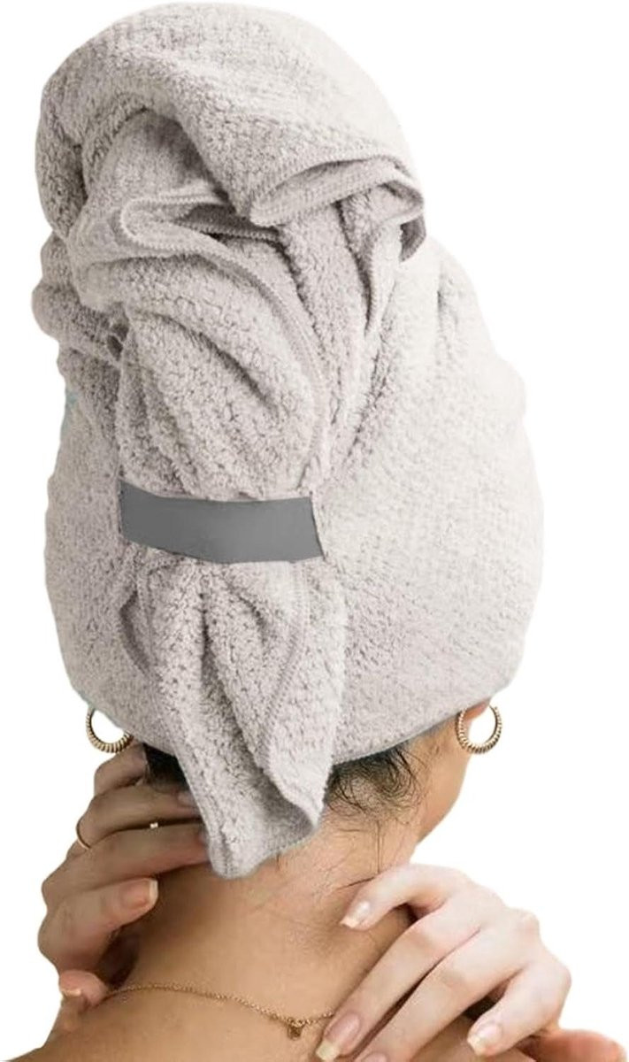 Microvezel Haarhanddoek - Superabsorberend Koraalfleece - Lichtbruin - 60 x 100 cm