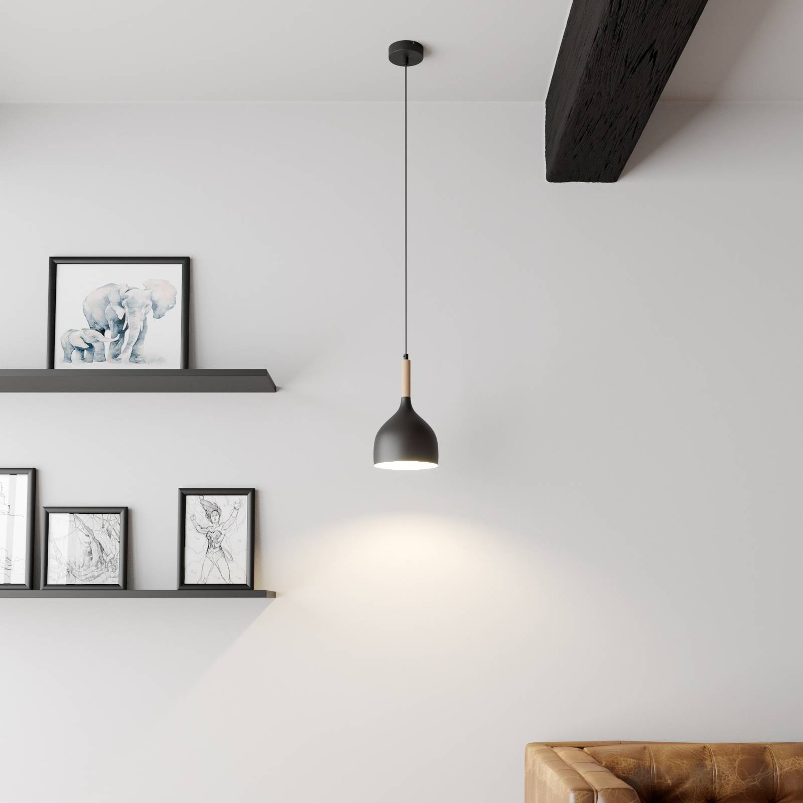 Pendant Light Noak Luminex, dimmable, Black, Living / Dining Room, metal, Modern, Ceiling Light