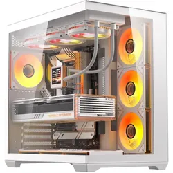 Darkflash Tech DarkFlash C280 computer case (white) + 7 fans (ATX, E-ATX, mATX, Mini-ITX), PC Gehäuse, Weiss