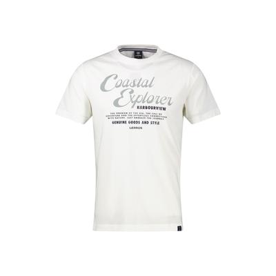 T-Shirt LERROS "T-Shirt aus 100 % Baumwolle, große Größen", Herren, Gr. 3XL, broken weiß, 100% Baumwolle, Rundhals, Shirts T-Shirt
