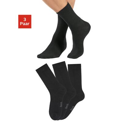 Socken BENCH. "Herren Wollsocken, Basic uni", Herren, Gr. 39-42, schwarz (3x schwarz), Elasthan, Polyamid, Wolle, uni und melange, elastisch, Socken Socken, Herrensocken mit wärmender Wolle