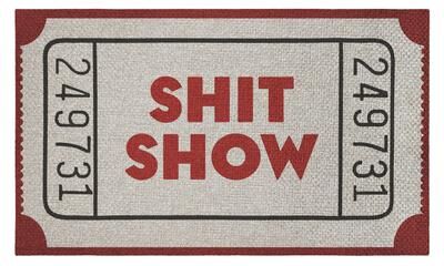Stupell Ticket Stub Happy Hour Sh*t Show Sisal Door Mat,18x30