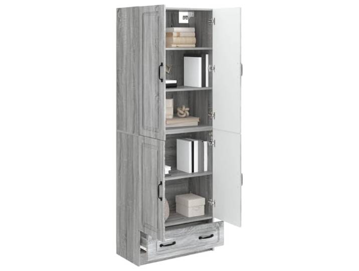 KTHLBRH 2-teiliges Schrank-Set Sonoma grau Holz technisch 3 Einlegeböden, 4 Türen, 1 Schublade, modernes Design, pflegeleicht