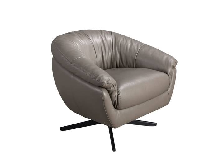 Fauteuil pivotant en cuir gris