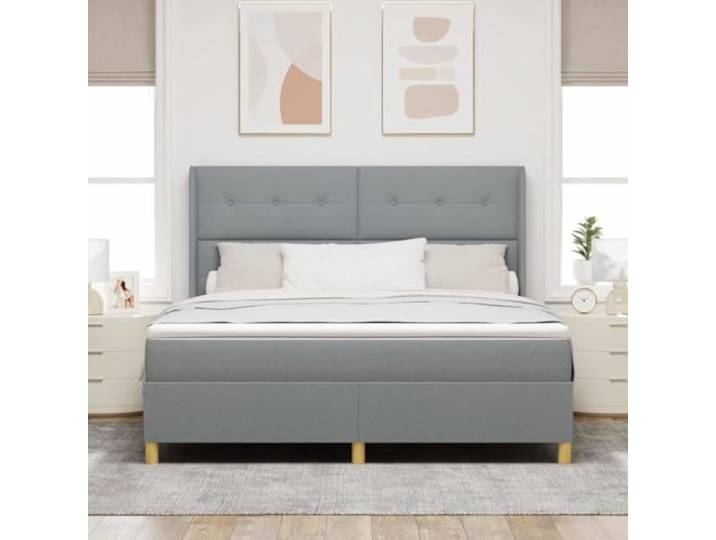 KTHLBRH Doppelbett hellgrau 180 x 200 cm mit Kopfteil Goldene Beine, Taschenfederkernmatratze, verstellbares Kopfteil in 2 Höhen