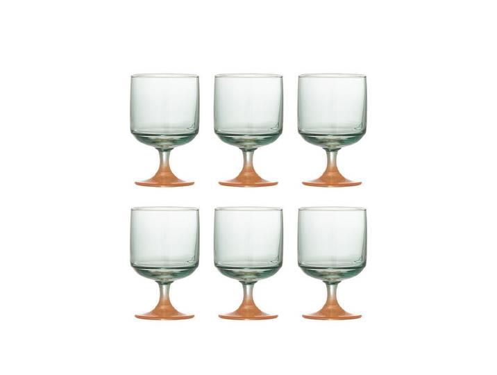 Trinkgläser Freedom – weich gerundete Form mit dezent getöntem Glas (6er-Set) - Grün-Orange - Luxusbetten24