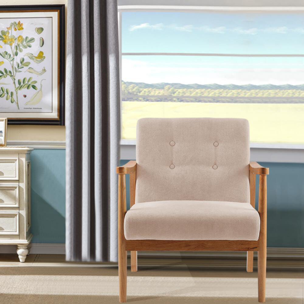 George Oliver Upholstered Fabric Armchair Beige 81cm H X 74cm W X 70cm D