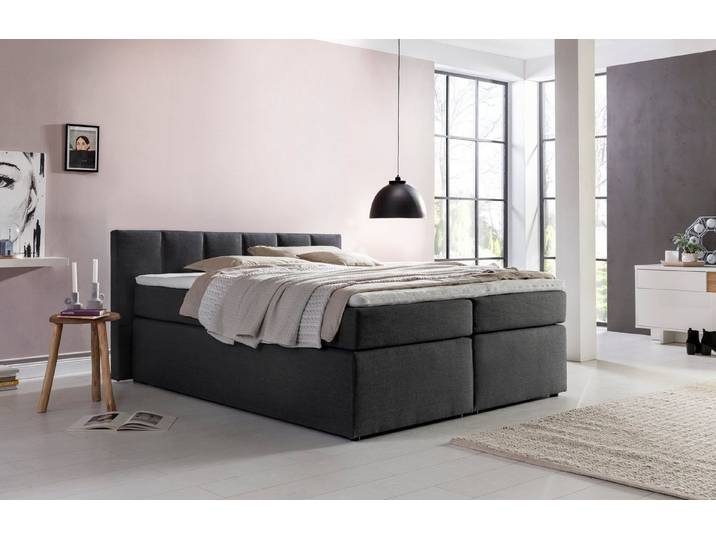 Möbelfreude Boxspringbett Boxspringbett Valina 220x200 cm Anthrazit H3, 220x200 cm Anthrazit H3 niedriges Kopfteil 90 cm Ideal für Dachsschräg