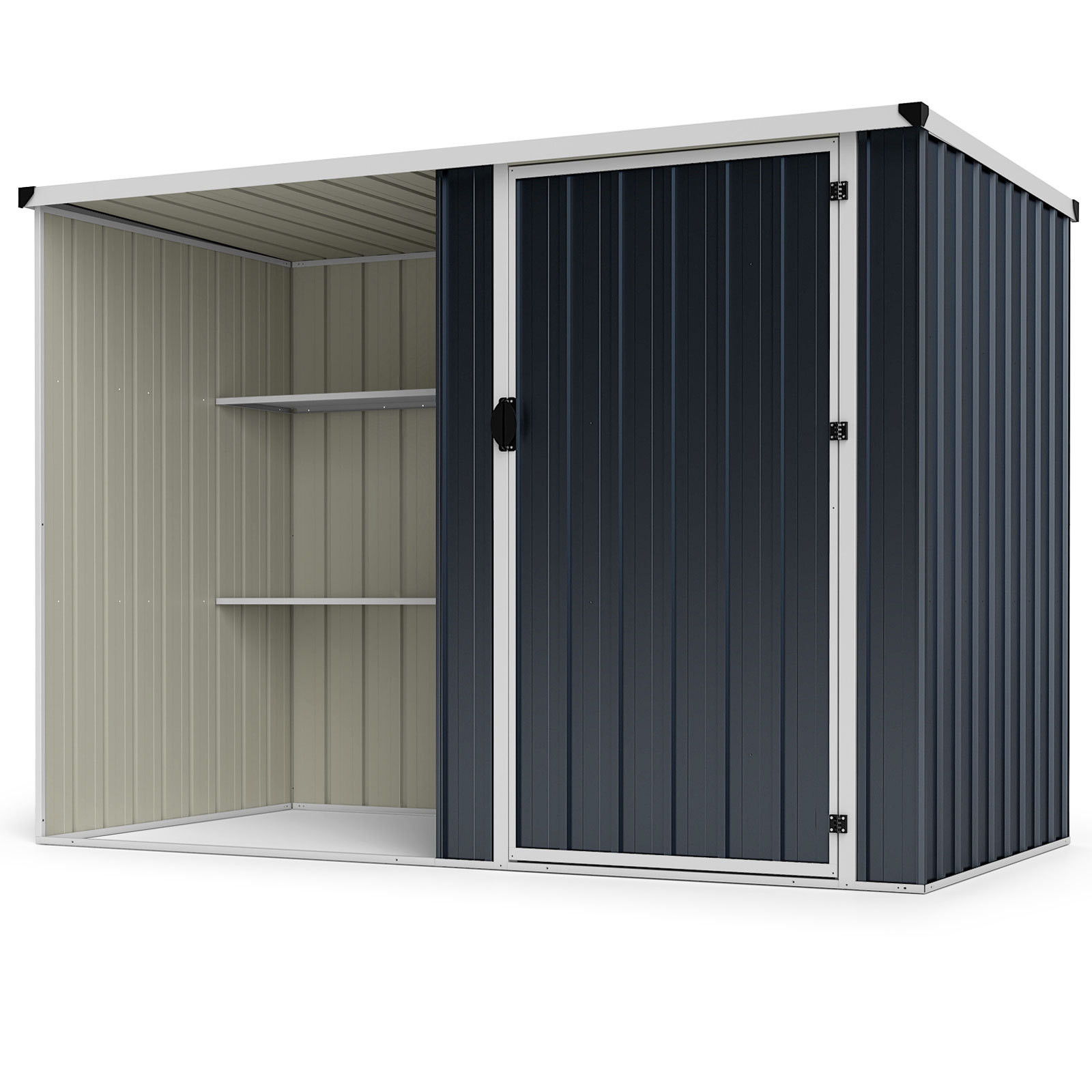 Costway Metalen Tuinschuur Gereedschapschuur met Afsluitbare Deur