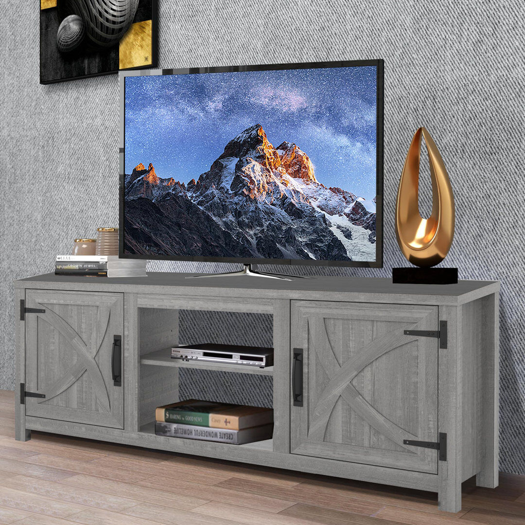 Brambly Cottage Rustic Fireplace TV Stand, Detachable, White/Grey/Brown, 147x40x62cm, MDF, Living Room Grey 65"