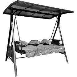 GreenYard Outdoor 3-Sitzer Hollywoodschaukel, ca. 194 x 114 x 176 cm - Grau