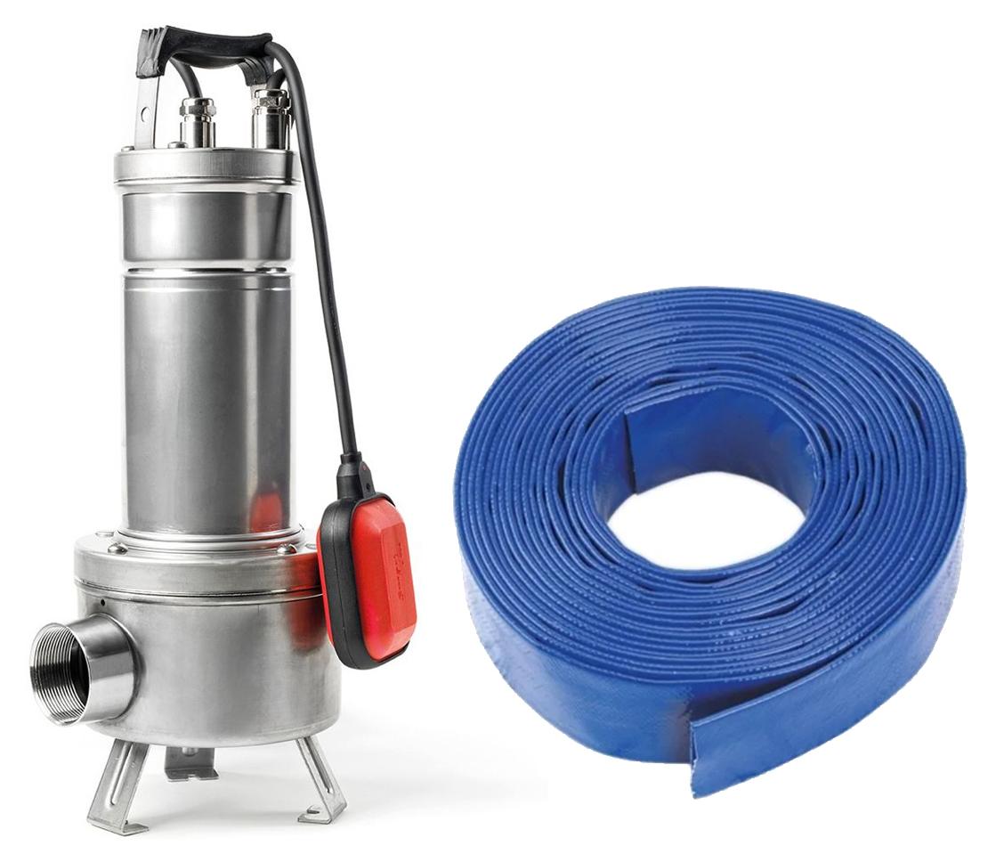 DAB Feka VS 1200 M-A + Ablaufschlauch 50 m - Schmutzwasserpumpe - 33.000 L/Std. - Korngröße 50 mm - 1930W - Mit Schwimmer - Förderhöhe 14 m - Tauchpumpe