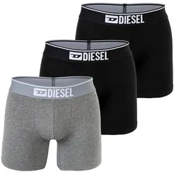 DIESEL Herren Boxershorts, 3er Pack - UMBX-SEBASTIANTHREEPACK, Boxer Long, Cotton Stretch Schwarz/Grau / S