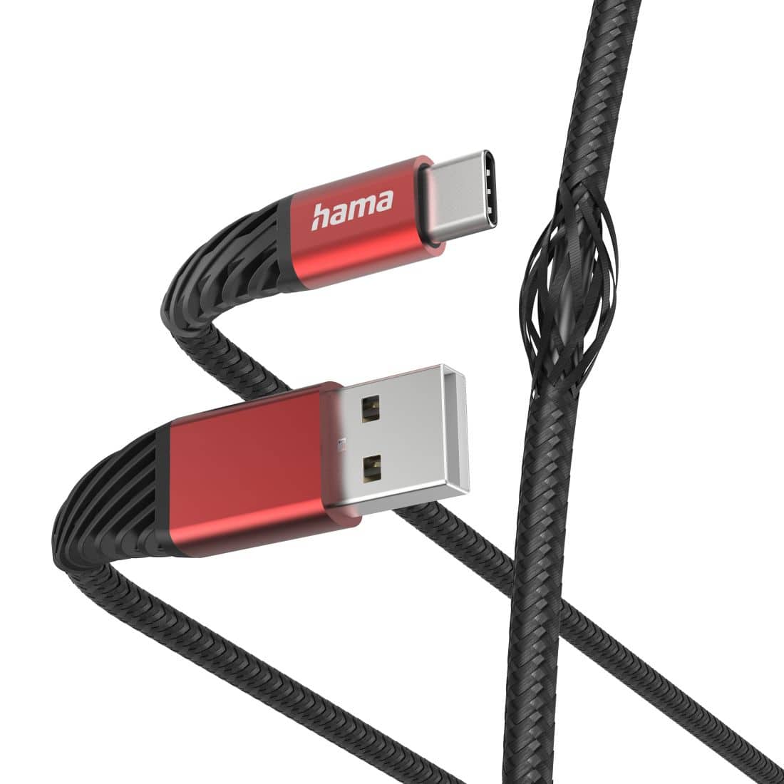 Hama 0,48 Gbit/s Stecker USB A auf USB C 1,5 m 201540 Extreme (Schwarz, Rot) 00201540