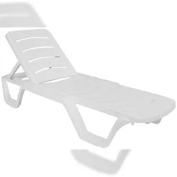 DELUKE Sonnenliege MALTE 10er Set klappbar 54x187x30cm, Kunststoff, Weiß Gartenliege Strandliege