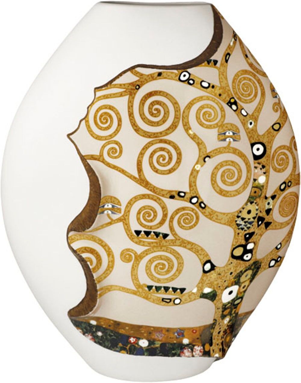 Dekovase GOEBEL "Gustav Klimt - Der Lebensbaum", gold (bunt), B:24,5cm H:31cm T:15cm, Porzellan, Vasen, Dekovase, Limitiert auf 1.000 Stück, mit Zertifikat bunt B/H/T: 24,5cm x 31cm x 15cm