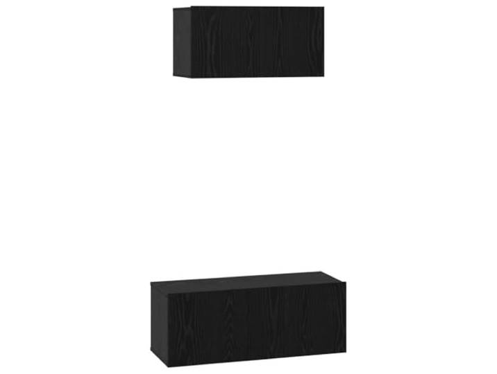 Makastle TV Schrank 2er Set Schwarz Eichen-Optik 80x30x30 cm
