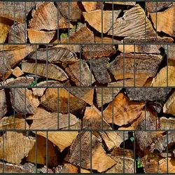 zaun|zu® Sichtschutzstreifen Kaminholz bedruckter Sichtschutz 2,5m x 2,0m