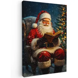 LEINWANDBILD Weihnachtsmann - Weihnachten - Winter - Weihnachtsbaum Deko XXL 80x120 cm