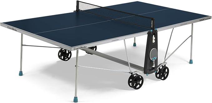 100X Outdoor Tischtennisplatte - Klappbar - Wetterfest - 4 mm Melaminharzplatte -Tischtennistisch für draußen - Blau oder Grau