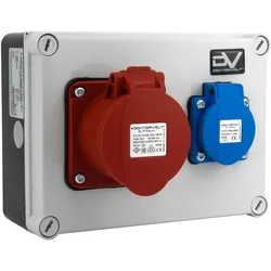 Baustromverteiler 16A CEE 1x230V kompakter Stromverteiler hermetisch IP54 typ E Komplett Verdrahtet Doktorvolt DV-0133-F