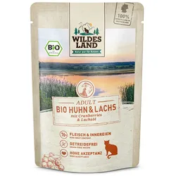 WILDES LAND Katze 12 x 85g Bio Huhn und Lachs