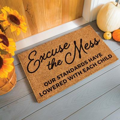 Evergreen Black and Brown 16 in. x 28 in. Nature Coir Excuse the Mess Door Mat