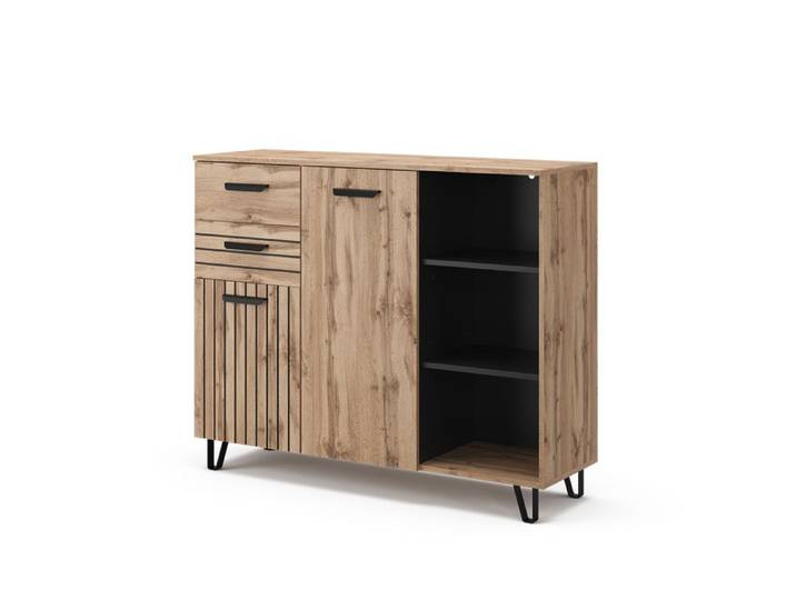 Commode avec tiroirs Amber 38x100cm avec 2 tiroirs et 2 portes Marron Vicco 47686