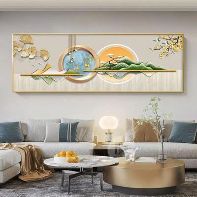 Uplift Essentials Chinese Style Golden Leaves & Sacred Deer Canvas Art style 16 8x24 In