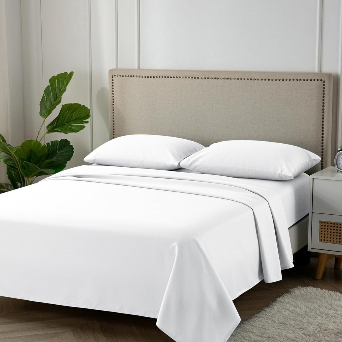 Wit linnen beddengoed set van katoen voor Queen Size