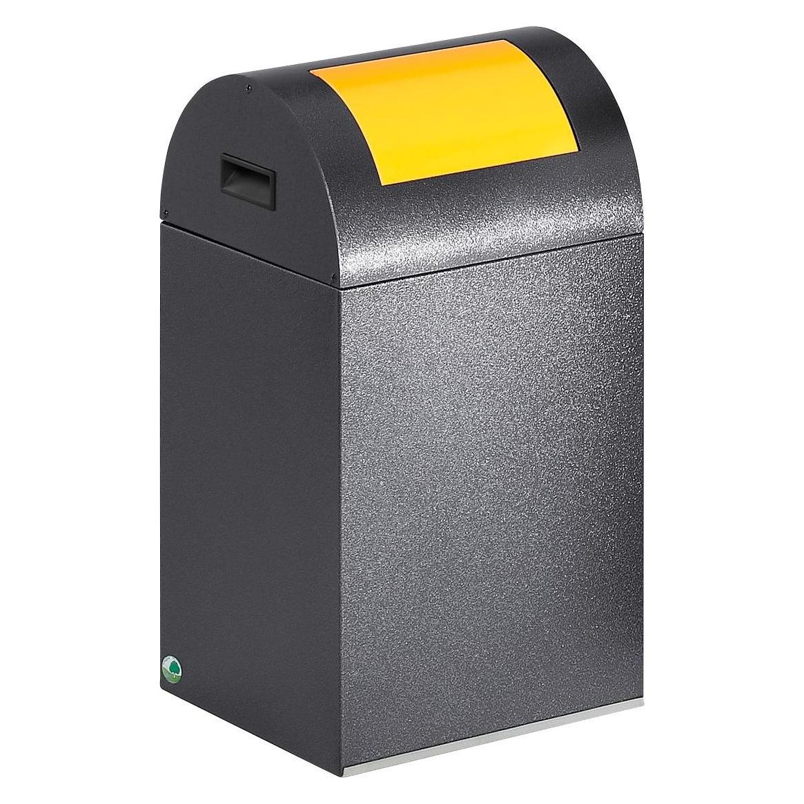 VAR Selbstlöschende Wertstoffsammler, 43 l, 320x600x320mm, antiksilber, Klappe gelb (43 l) (21070)