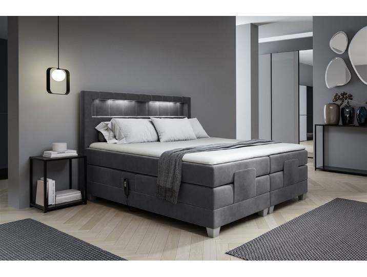 Fun Möbel Boxspringbett Schlafzimmerbett DAVIDE Elektrisch in Stoff Fresh (inkl. Topper), Matratzen elektrisch verstellbar