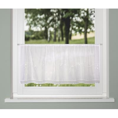 Scheibengardine HOME WOHNIDEEN "MACIRO" Gr. 1, weiß, B:120cm H:45cm, Polyester, Gardinen, Cafehaus Batist bestickt