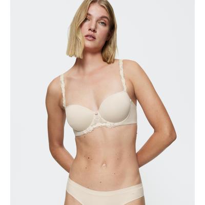 Balconette-BH TRIUMPH "Wild Azalea Florale WHP", Damen, Gr. 95, Cup D, weiß (naturel (076)), Microtouch, Obermaterial: 57% Polyester, 27% Polyamid, 16% Elasthan, unifarben, körpernah, BHs Balconette-BH, mehrfarbige Spitzendetails, Satin-Jacquard,...