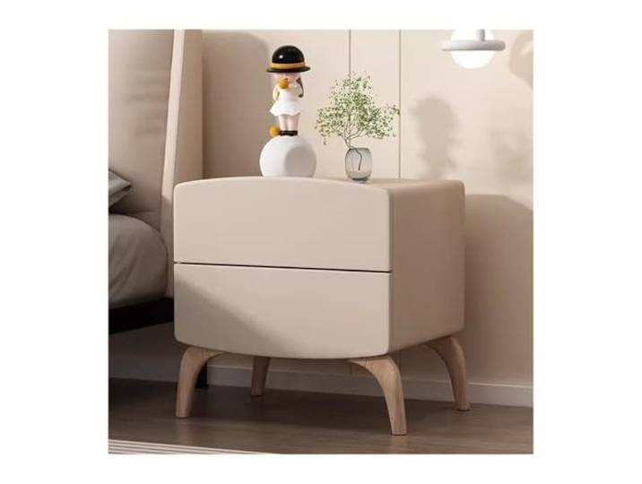 Nachttisch mit Stauraum, große Kapazität, Doppelschubladen, einfacher Nachttisch aus Holz, Reine Farbe, Creme, Organizer for Schlafzimmer, Zuhause(Beige,Large)