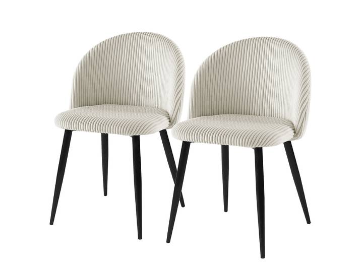 Chaise capitonnée AKALURA x2 51 x 78 x 52cm Beige/Beige