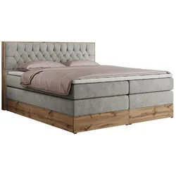 BOXSPRINGBETT AMORE KING 200/200 Hellgrau Struktur - H4